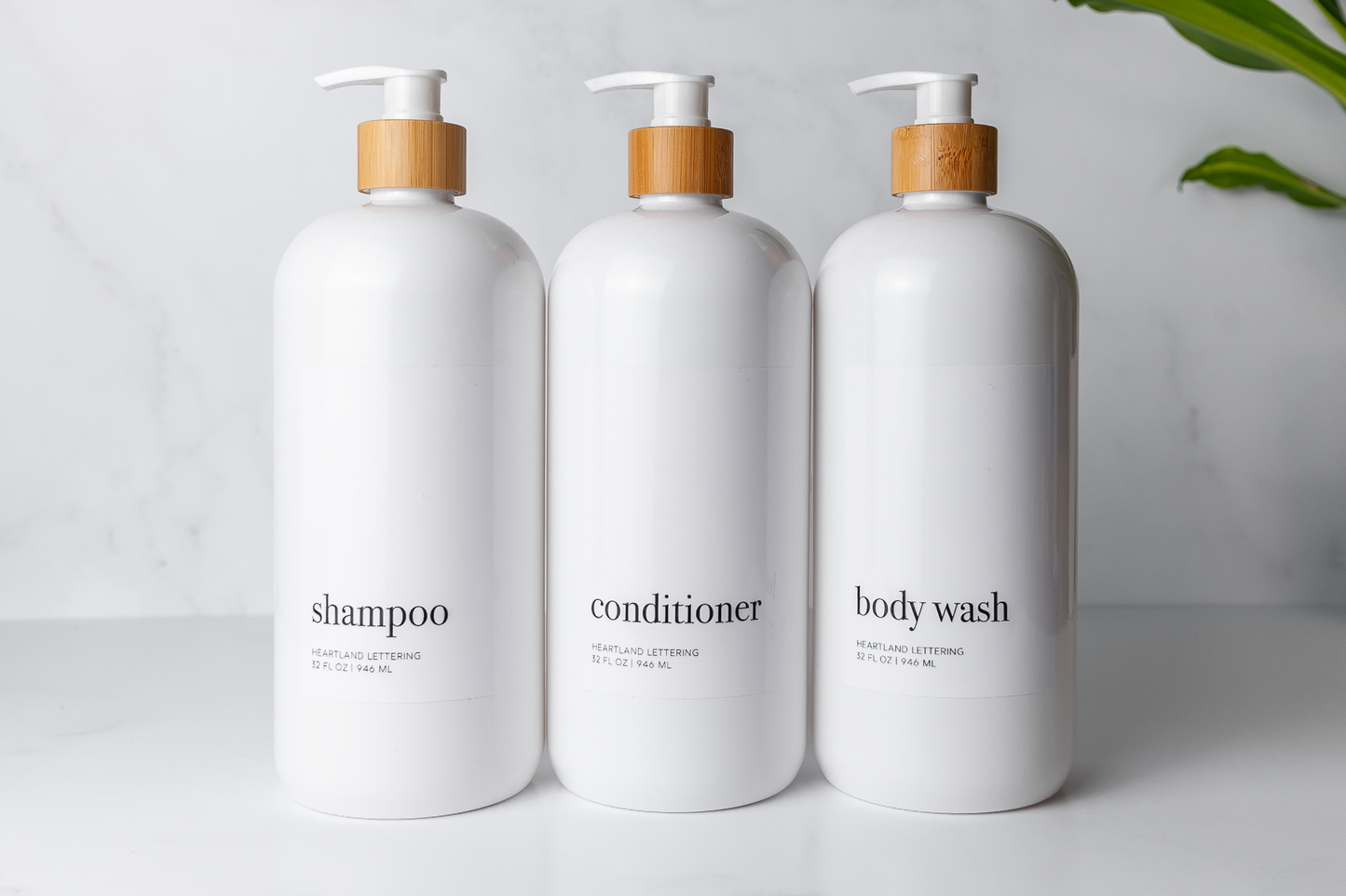 White Shampoo, Conditioner, Body Wash Sets