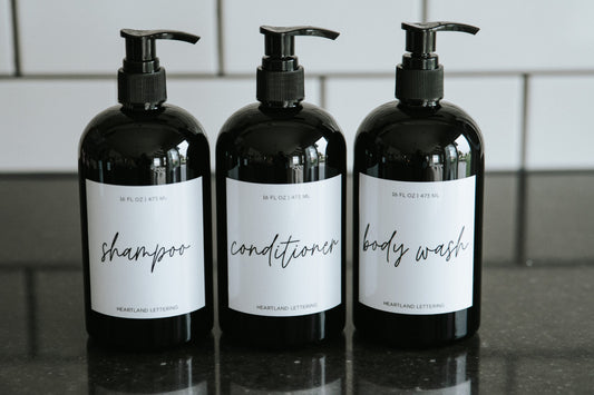 Black Shampoo, Conditioner, Body Wash Sets | Script Label