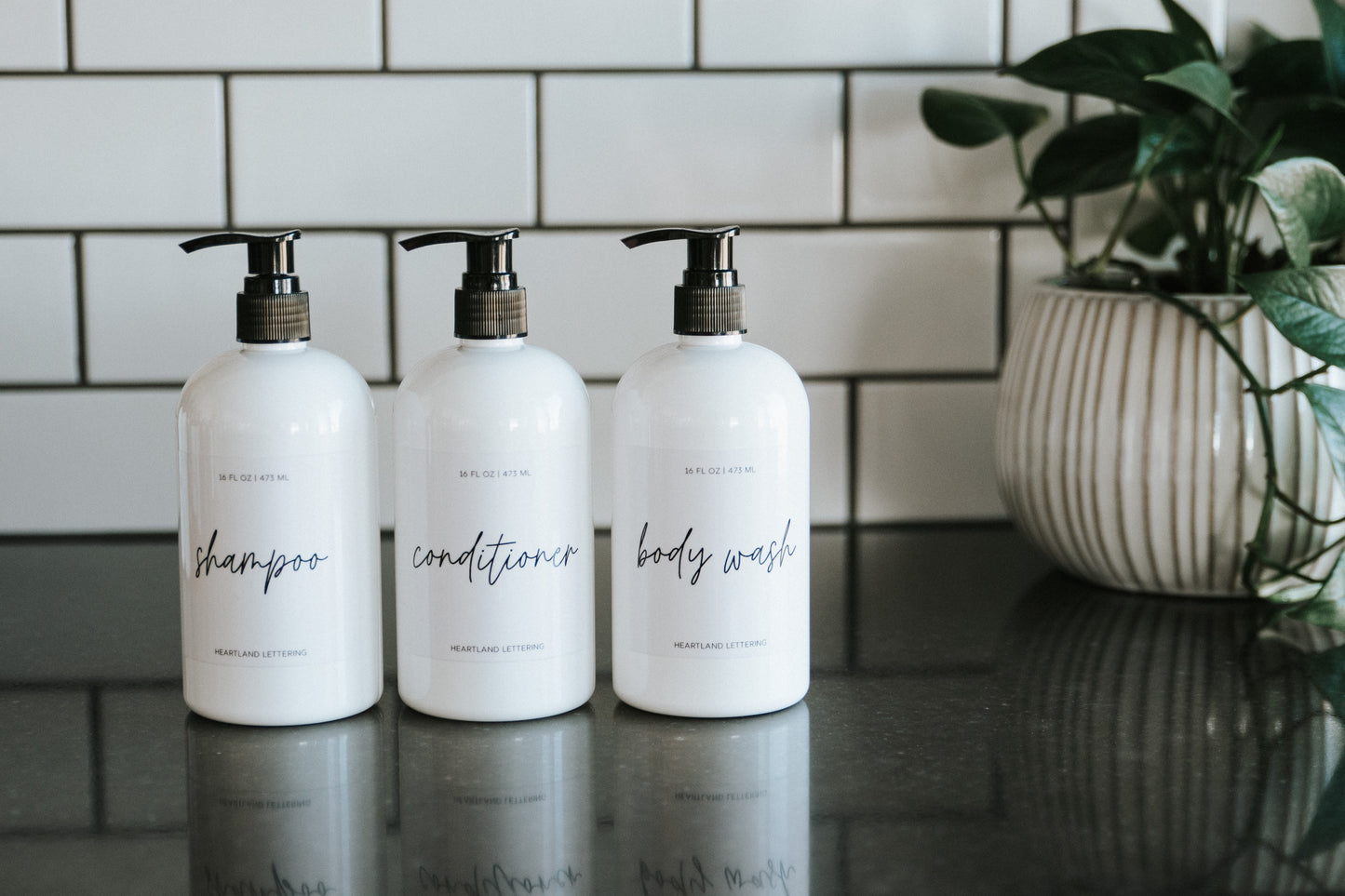 White Shampoo, Conditioner, Body Wash Sets | Script Label