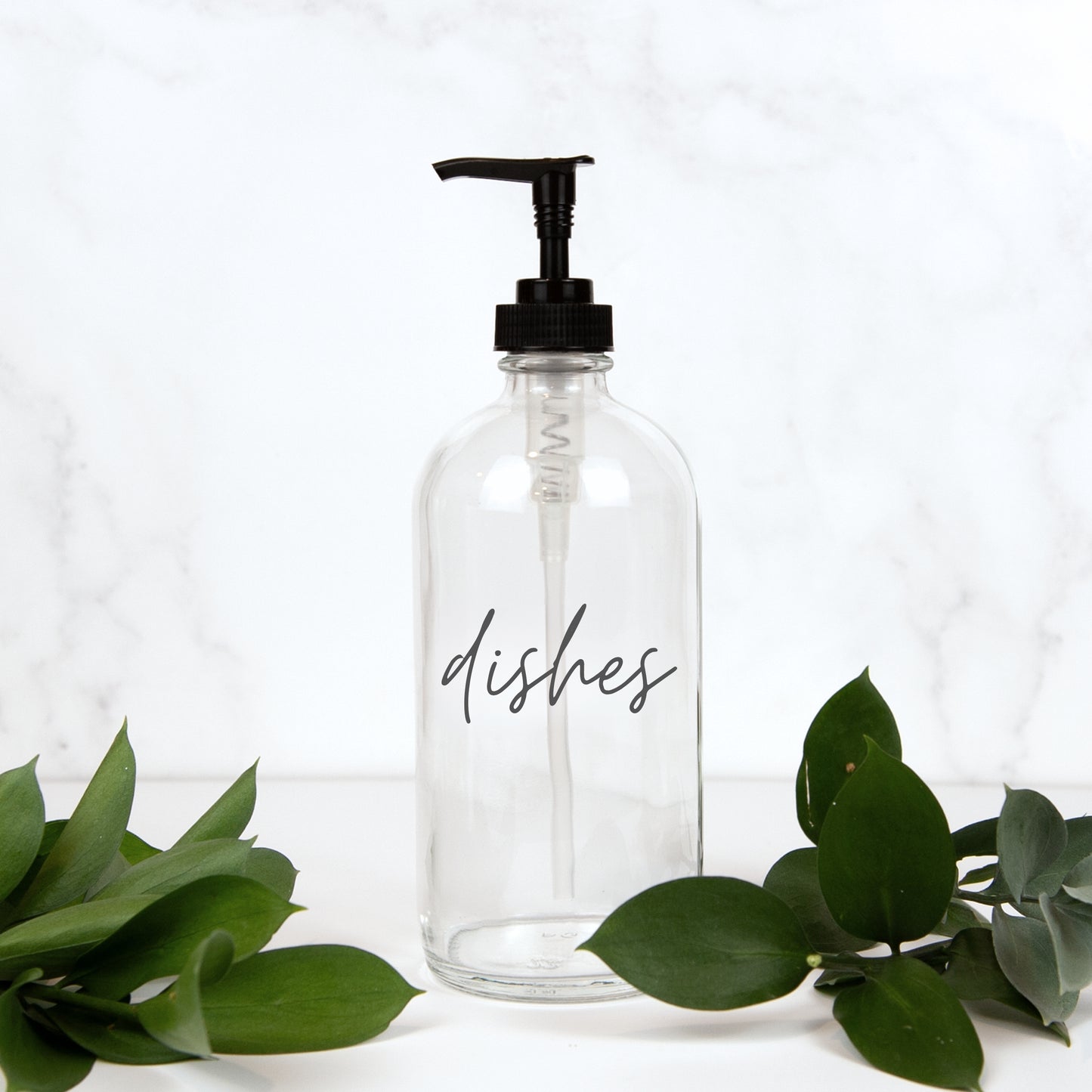 Engraved Classic Glass Soap Dispenser Bottles - Hand Soap, Dish Soap, Lotion Glass