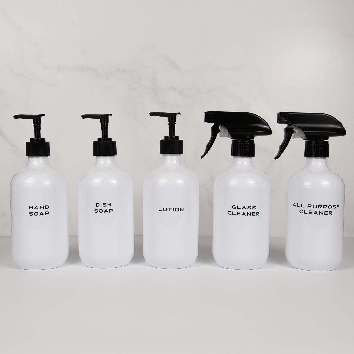 Kento Refillable White Soap and Cleaner Bottle Sets