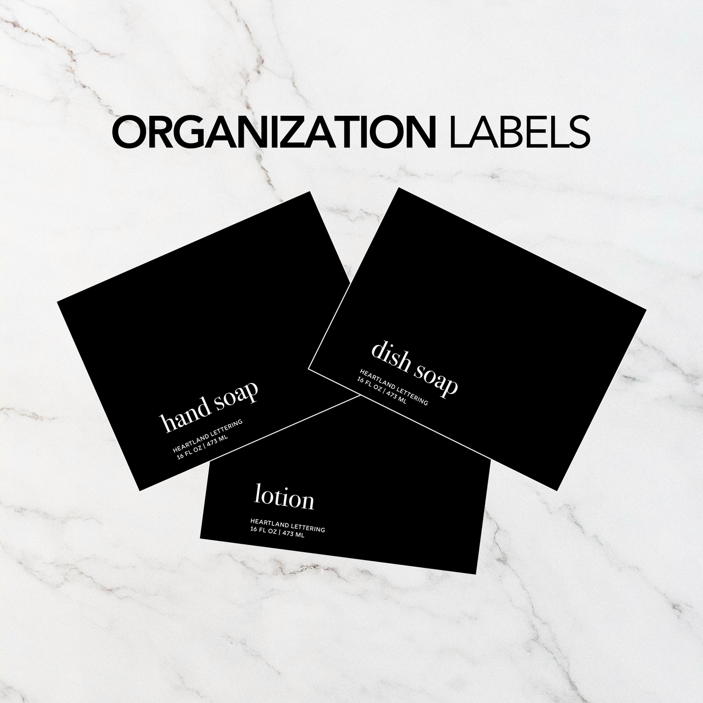 Organization Labels - Matte Black Hand Soap, Dish Soap, Lotion, Shampoo...