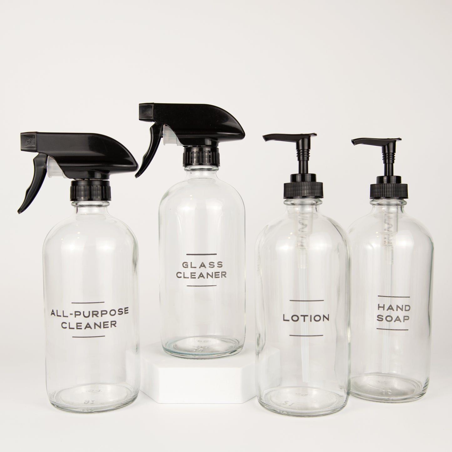 Engraved Kenton Glass Soap Dispenser Bottles - Spray Cleaners, Hand Soap, Dish Soap, Lotion, Custom