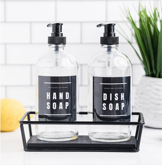 Bold Glass Soap Dispenser Bottles - Hand Soap, Dish Soap, Lotion