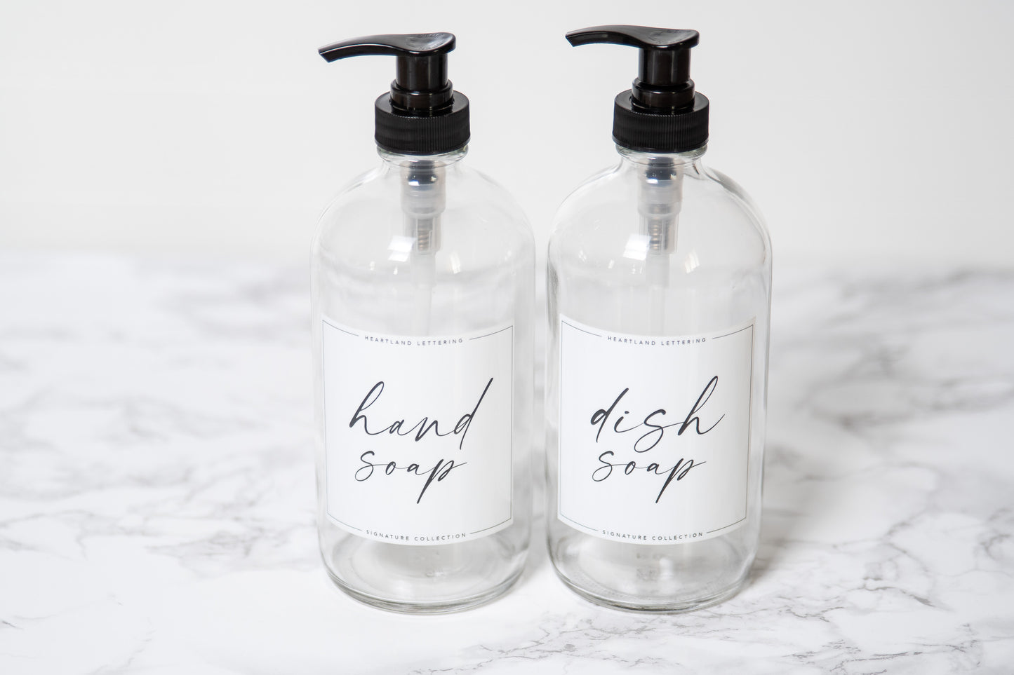 Handwritten Glass Soap Dispenser Bottles - Hand Soap, Dish Soap, Lotion