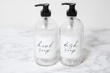 Glass Soap Dispenser Set - Handwritten Labels