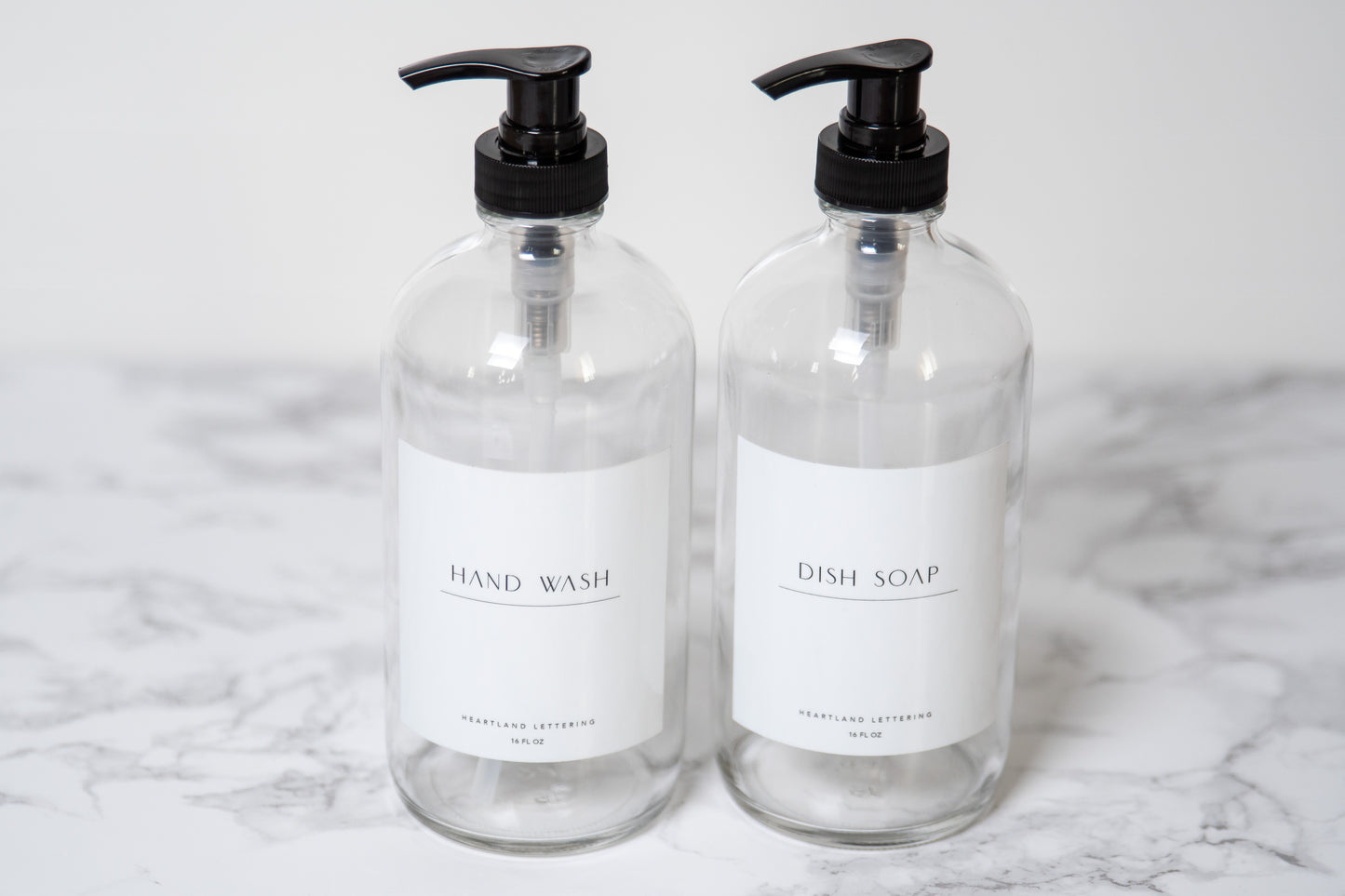 Glass Soap Dispenser Set - Mod Labels