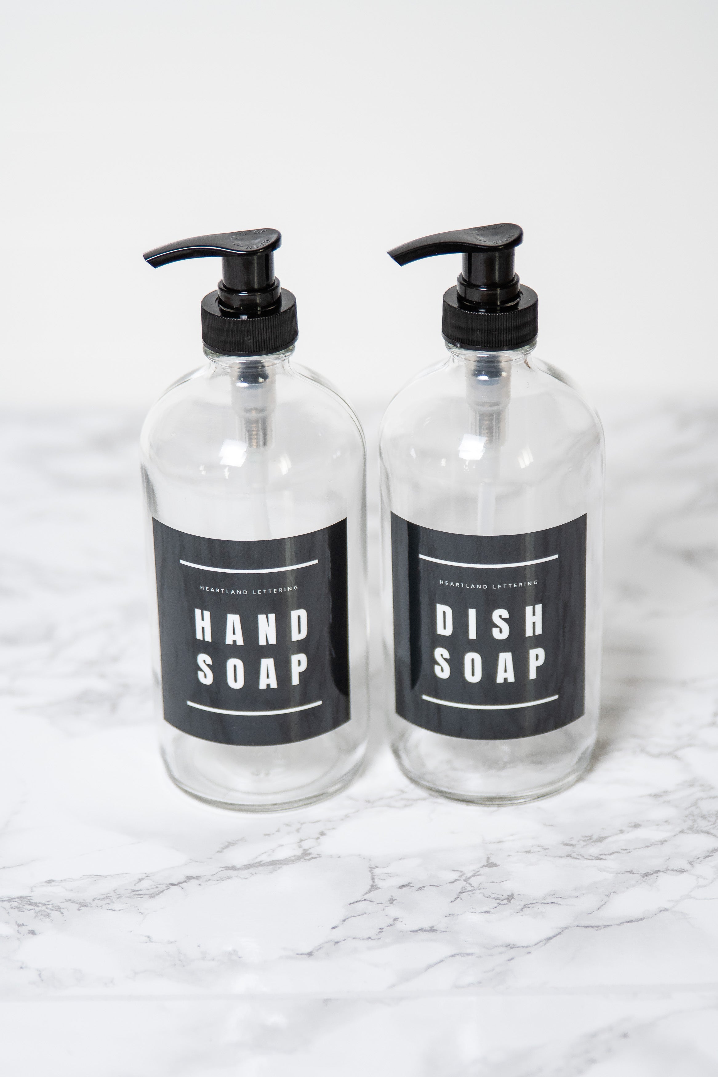 16oz Glass Dish & Hand Soap Dispenser - White Label