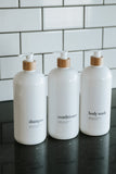 White 32 oz Bottles - Bamboo Pumps
