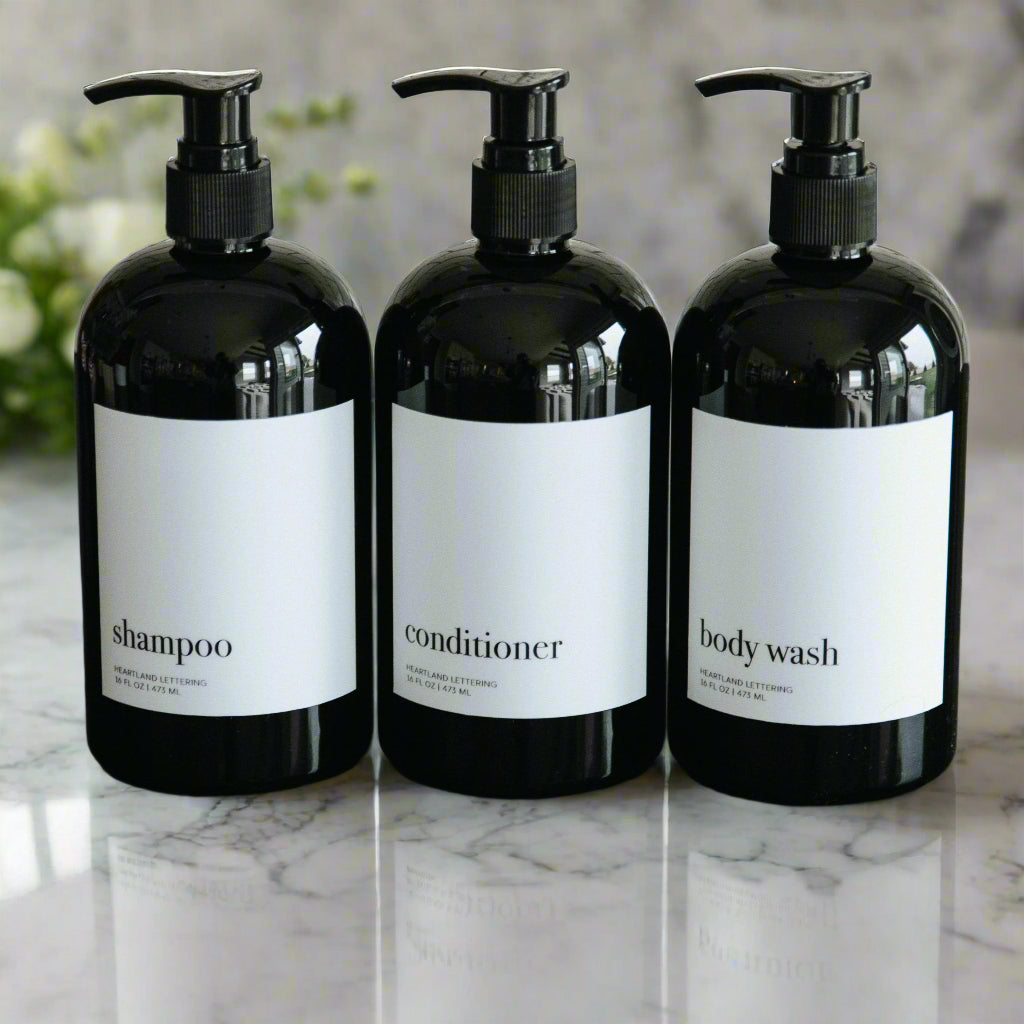 Minimalist Toiletry Organization Labels for Bathroom Shower and Kitchen Sink